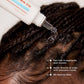 How to for the scalp serum showing how to part the hair and apply the liquid from the tube to the scalp 